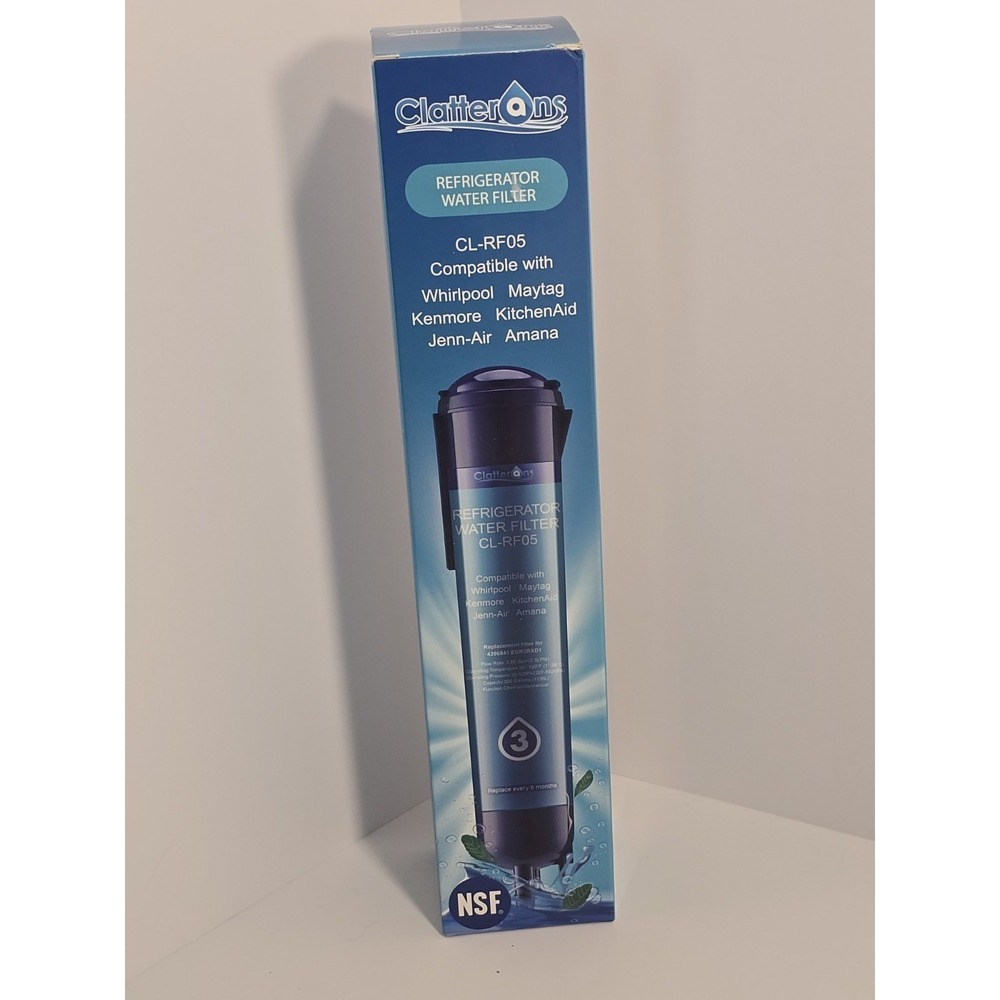 New Clatterans CL-RF05 Replacement Refrigerator Water Filter Fits Most Brands
